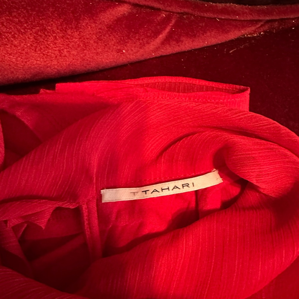 Tahari Red Ruffled Blouse - Picture 5 of 5